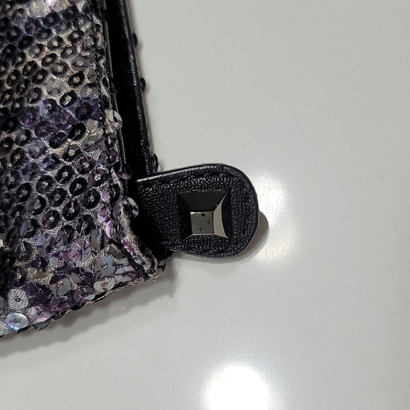 Sequin Snakeskin Print Foldover Clutch - Picture 5 of 13